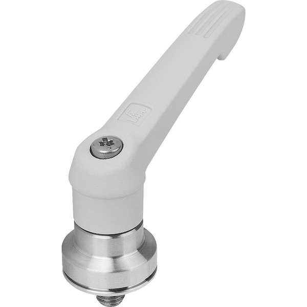 Adjustable Handle W Clamp Force Intensif Size:5 M12X50, Plastic Gray Ral7035, Comp:Stainless Steel